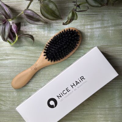 Wooden hair brush for hair extensions