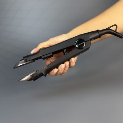 Hair extensions tongs with temperature control